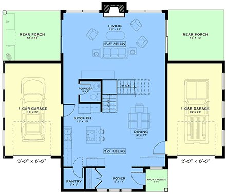 Cottage, Country, Craftsman, Farmhouse House Plan 84671 with 3 Beds, 3 Baths, 2 Car Garage First Level Plan