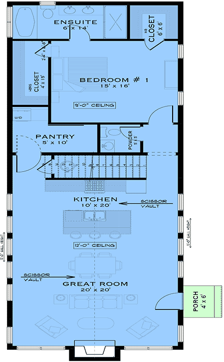 Contemporary, Cottage, Country, Farmhouse House Plan 84677 with 3 Beds, 4 Baths First Level Plan