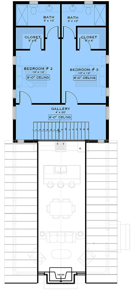 Contemporary, Cottage, Country, Farmhouse House Plan 84677 with 3 Beds, 4 Baths Second Level Plan
