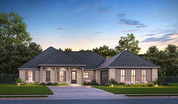Acadian, Country, Ranch, Southern, Traditional House Plan 84703 with 4 Beds, 4 Baths, 2 Car Garage Elevation