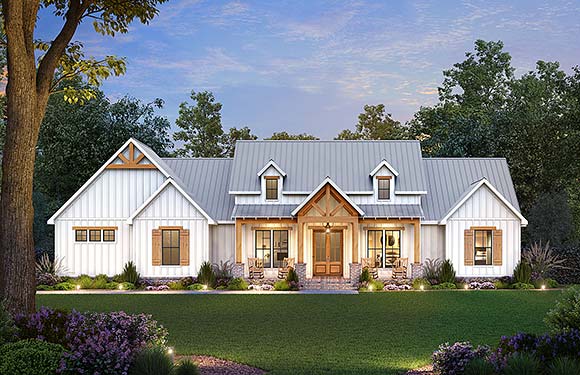 Country, Craftsman, Farmhouse, New American House Plan 84705 with 4 Beds, 4 Baths, 2 Car Garage Elevation
