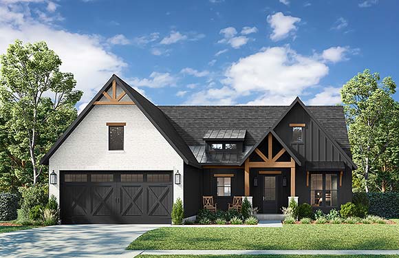 Country, Craftsman, Farmhouse, New American House Plan 84706 with 4 Beds, 2 Baths, 2 Car Garage Elevation