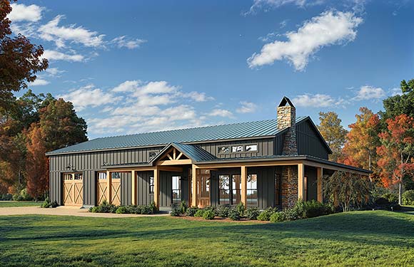 Barndominium, Farmhouse House Plan 84710 with 3 Beds, 2 Baths, 2 Car Garage Elevation