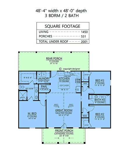 Barndominium, Country, Craftsman, Farmhouse, Ranch House Plan 84713 with 3 Beds, 2 Baths First Level Plan