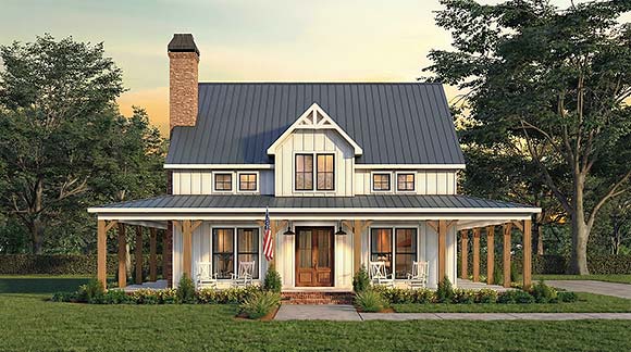 Contemporary, Country, Farmhouse House Plan 84721 with 4 Beds, 4 Baths, 2 Car Garage Elevation