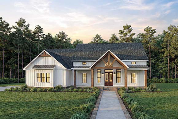 Contemporary, Farmhouse House Plan 84722 with 4 Beds, 3 Baths, 2 Car Garage Elevation