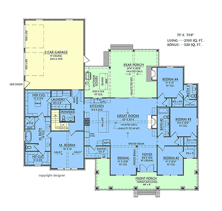 Contemporary, Country, Craftsman, Farmhouse, New American House Plan 84724 with 4 Beds, 5 Baths, 2 Car Garage First Level Plan