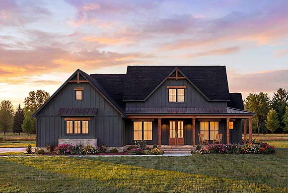 Contemporary, Country, Farmhouse House Plan 84727 with 4 Beds, 4 Baths, 2 Car Garage Elevation