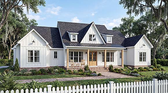 Contemporary, Farmhouse, New American, Southern House Plan 84728 with 4 Beds, 4 Baths, 2 Car Garage Elevation