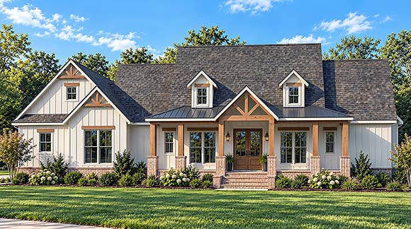 Contemporary, Country, Craftsman, Farmhouse House Plan 84732 with 4 Beds, 4 Baths, 2 Car Garage Elevation