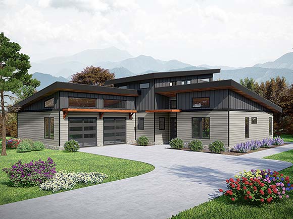 Contemporary, Modern House Plan 84800 with 3 Beds, 2 Baths, 2 Car Garage Elevation