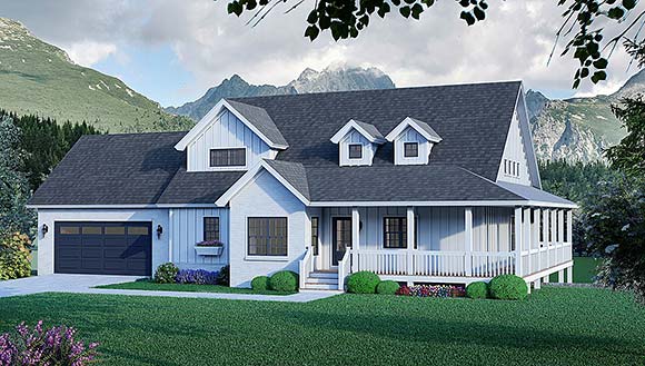 Cabin, Country, Farmhouse, Traditional House Plan 84804 with 3 Beds, 3 Baths, 2 Car Garage Elevation