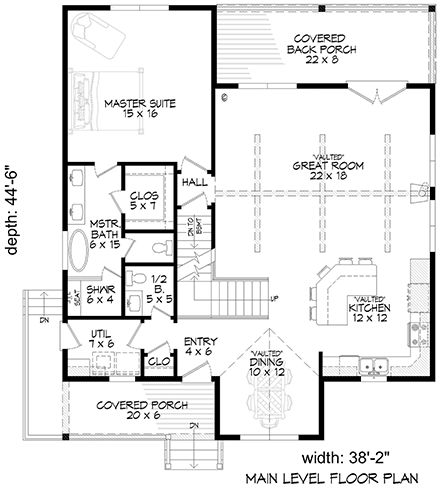 Cottage, Country, Craftsman House Plan 84807 with 3 Beds, 3 Baths First Level Plan