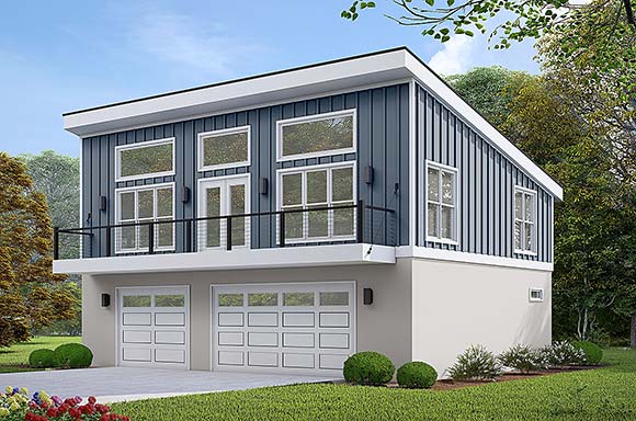Contemporary, Modern Garage-Living Plan 84815 with 2 Beds, 2 Baths, 3 Car Garage Elevation