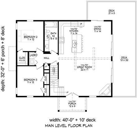Cabin, Country, Prairie House Plan 84819 with 4 Beds, 3 Baths First Level Plan