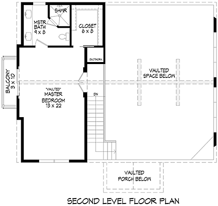 Cabin, Country, Prairie House Plan 84819 with 4 Beds, 3 Baths Second Level Plan