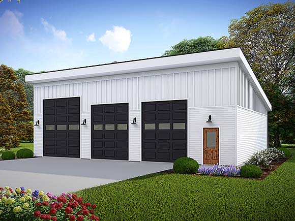 3 Car Garage Plans With Storage Garage Plan 84829 - 3 Car Garage Modern Style