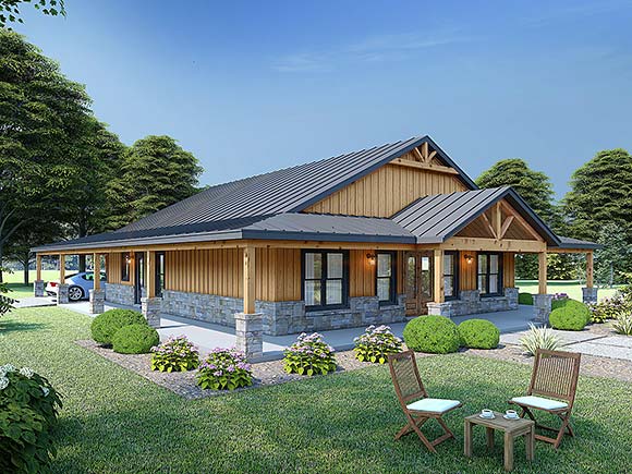 Barndominium, Country House Plan 84839 with 4 Beds, 3 Baths, 2 Car Garage Elevation