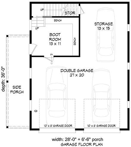Country, Traditional Garage-Living Plan 84840 with 1 Beds, 1 Baths, 3 Car Garage First Level Plan