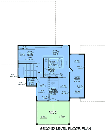 Coastal, Contemporary, Modern House Plan 84842 with 3 Beds, 2 Baths, 2 Car Garage Second Level Plan
