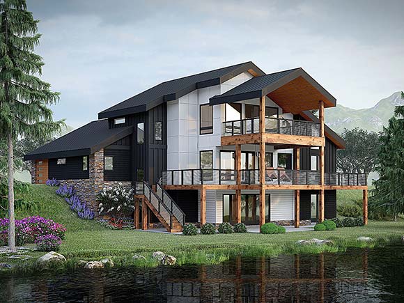 Coastal, Contemporary, Modern House Plan 84842 with 3 Beds, 2 Baths, 2 Car Garage Elevation