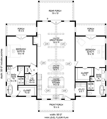 Barndominium, Country, Farmhouse House Plan 84844 with 2 Beds, 3 Baths First Level Plan