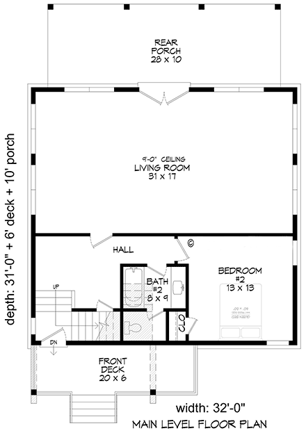 Coastal, Contemporary House Plan 84848 with 2 Beds, 2 Baths First Level Plan