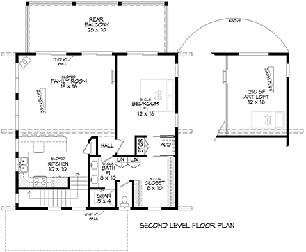 Coastal, Contemporary House Plan 84848 with 2 Beds, 2 Baths Second Level Plan