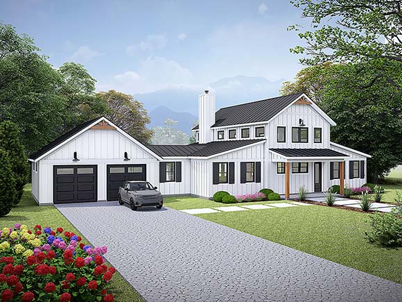 Barndominium, Country House Plan 84855 with 3 Beds, 2 Baths, 2 Car Garage Elevation