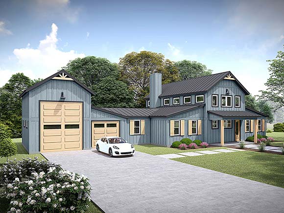 Barndominium, Country, Farmhouse House Plan 84856 with 3 Beds, 2 Baths, 2 Car Garage Elevation