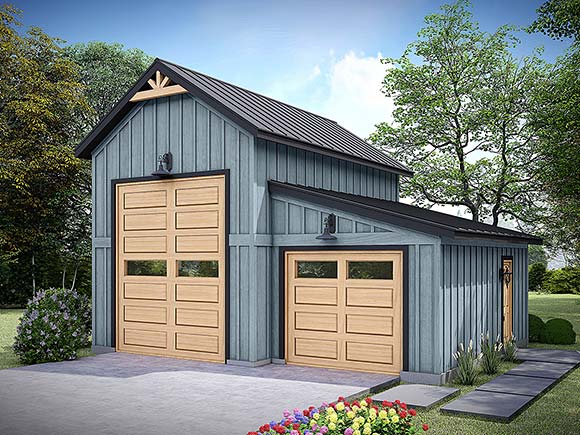 Barndominium, Country, Craftsman, Farmhouse 2 Car Garage Plan 84862 Elevation