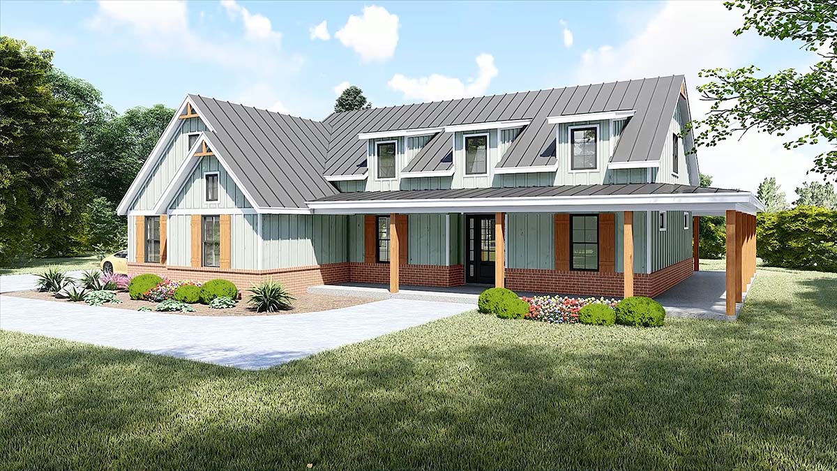 Country, Farmhouse Plan with 2247 Sq. Ft., 3 Bedrooms, 3 Bathrooms, 2 Car Garage Picture 2