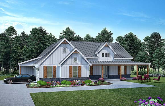 Country, Farmhouse, Ranch House Plan 84878 with 3 Beds, 3 Baths, 2 Car Garage Elevation