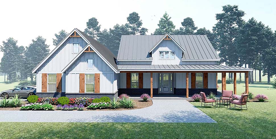 Country, Farmhouse, Ranch Plan with 2247 Sq. Ft., 3 Bedrooms, 3 Bathrooms, 2 Car Garage Picture 4