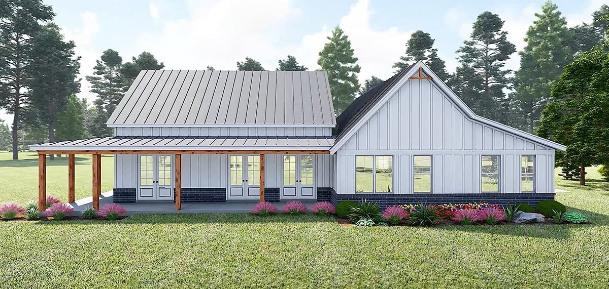 Country, Farmhouse, Ranch Plan with 2247 Sq. Ft., 3 Bedrooms, 3 Bathrooms, 2 Car Garage Rear Elevation