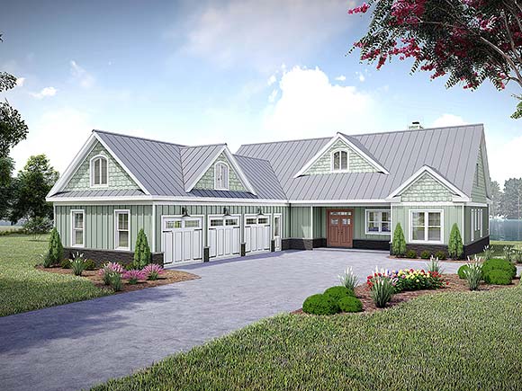 Bungalow, Country, Craftsman, Farmhouse, Ranch House Plan 84885 with 3 Beds, 3 Baths, 3 Car Garage Elevation