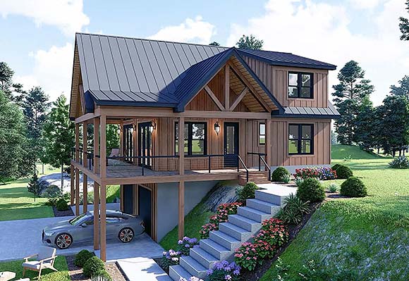 Contemporary, Country, New American, Prairie, Traditional House Plan 84888 with 3 Beds, 3 Baths, 3 Car Garage Elevation