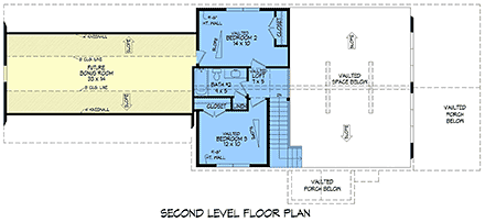Contemporary, Cottage, Country, Farmhouse House Plan 84894 with 3 Beds, 3 Baths, 2 Car Garage Second Level Plan