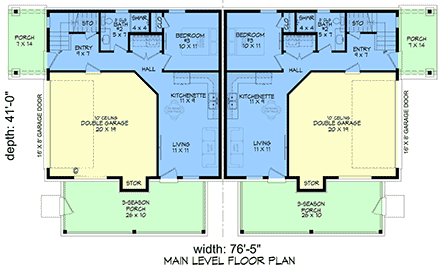 Contemporary, Modern Multi-Family Plan 84899 with 6 Beds, 4 Baths, 4 Car Garage First Level Plan