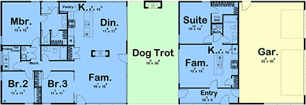 Modern House Plan 84900 with 4 Beds, 3 Baths, 3 Car Garage First Level Plan