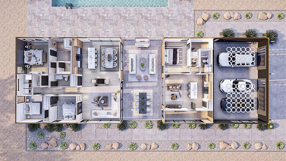 Modern Plan with 2340 Sq. Ft., 4 Bedrooms, 3 Bathrooms, 3 Car Garage Picture 9