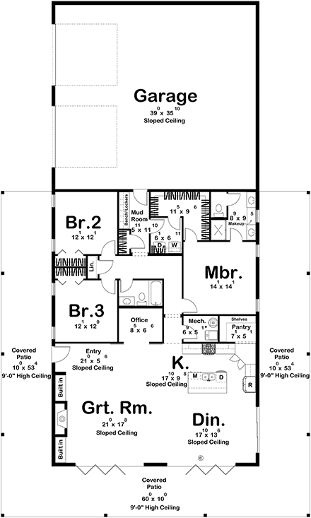 Barndominium House Plan 84901 with 3 Beds, 2 Baths, 2 Car Garage First Level Plan