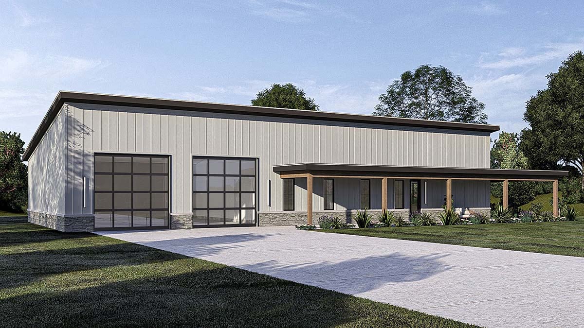 Barndominium Plan with 2113 Sq. Ft., 3 Bedrooms, 2 Bathrooms, 2 Car Garage Picture 2
