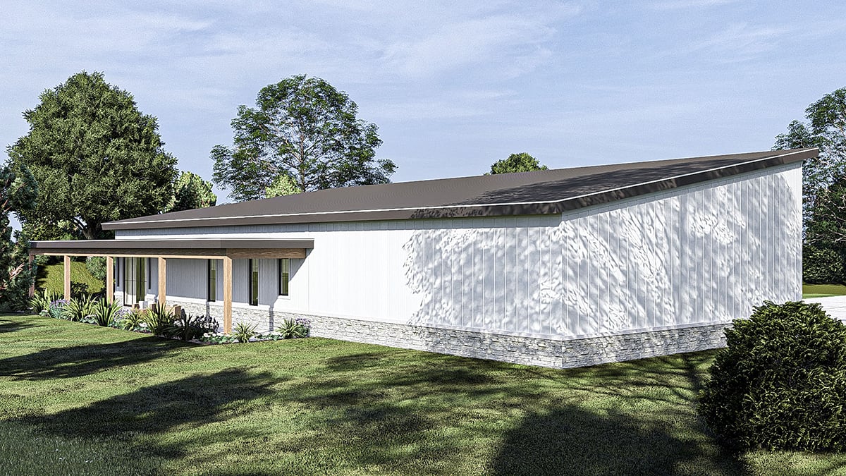 Barndominium Plan with 2113 Sq. Ft., 3 Bedrooms, 2 Bathrooms, 2 Car Garage Rear Elevation