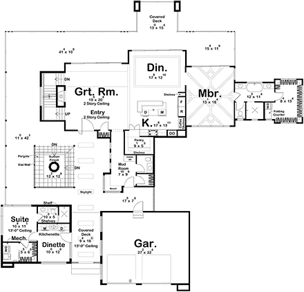 Contemporary, Modern House Plan 84902 with 4 Beds, 4 Baths, 2 Car Garage First Level Plan
