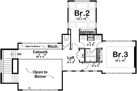 Contemporary, Modern House Plan 84902 with 4 Beds, 4 Baths, 2 Car Garage Second Level Plan