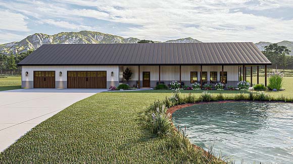 Barndominium House Plan 84905 with 1 Beds, 1 Baths, 3 Car Garage Elevation