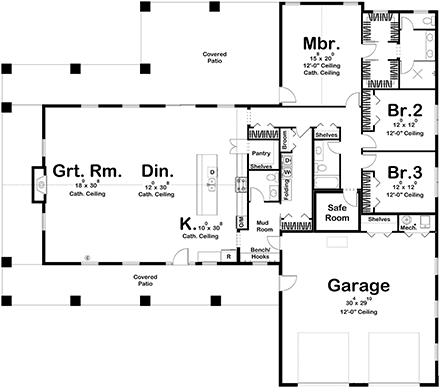 Barndominium, Country House Plan 84906 with 3 Beds, 3 Baths, 2 Car Garage First Level Plan