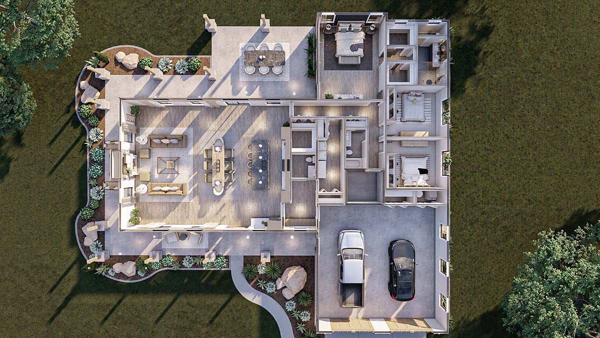 Barndominium, Country Plan with 2758 Sq. Ft., 3 Bedrooms, 3 Bathrooms, 2 Car Garage Picture 2