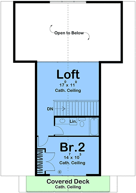 A-Frame, Cabin, Cottage House Plan 84908 with 2 Beds, 2 Baths Second Level Plan